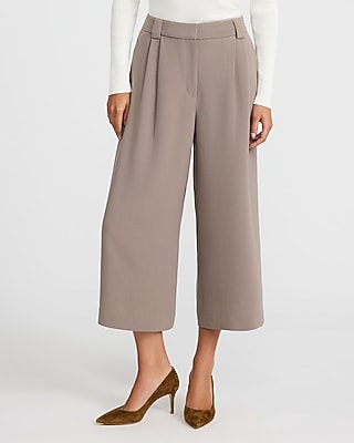 Signature Crepe High Waisted Cropped Relaxed Trouser