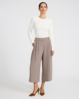 Signature Crepe High Waisted Cropped Relaxed Trouser