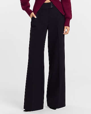 high waisted dress pants express Express Women's Editor Studio Stretch Twill High Waisted Flare Trouser in Green 2