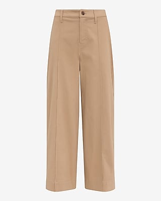 High Waisted Seamed Wide Leg Ankle Pant