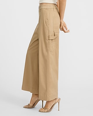 High Waisted Seamed Wide Leg Ankle Pant