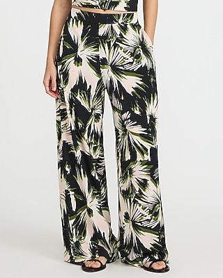 Printed High Waisted Relaxed Wide Leg Trouser