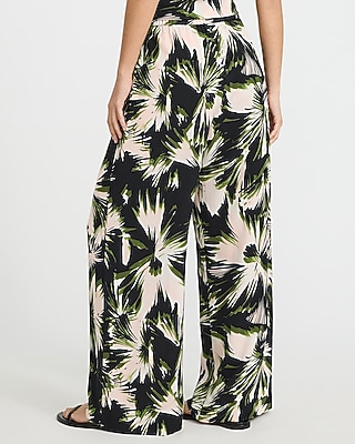 Printed High Waisted Relaxed Wide Leg Trouser