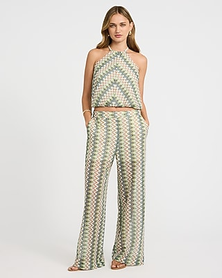 Chevron Crochet High Waisted Relaxed Trouser