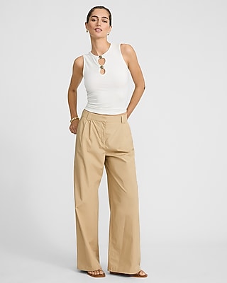 Poplin High Waisted Relaxed Trouser