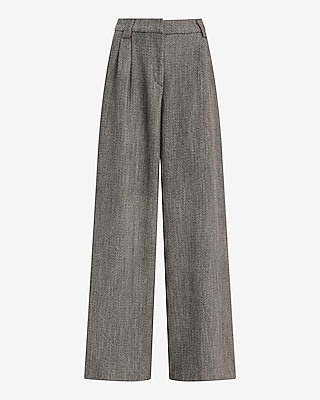 Herringbone High Waisted Relaxed Trouser