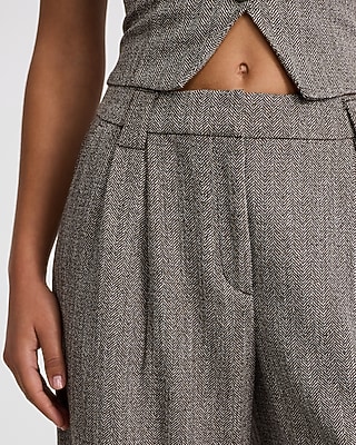 Herringbone High Waisted Relaxed Trouser