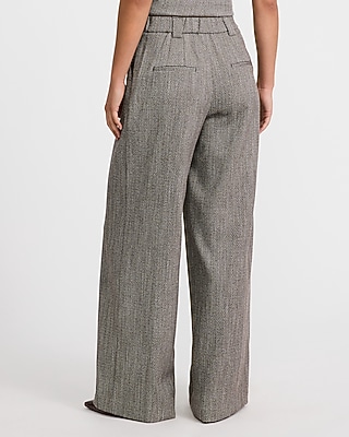 Herringbone High Waisted Relaxed Trouser