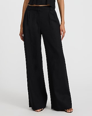 Linen-Blend High Waisted Relaxed Trouser