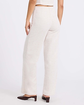 Textured High Waisted Novelty Button Wide Leg Ankle Pant
