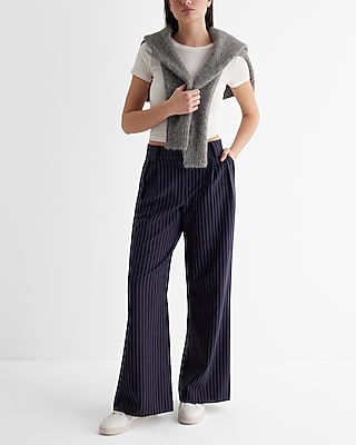 blue pinstripe dress pants Cotton Stretch Pinstripe Seersucker Single Pleat Suit Pants - Navy main image 0