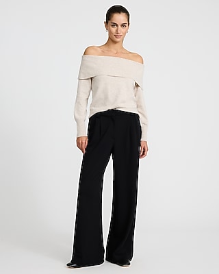 Textured High Waisted Relaxed Trouser