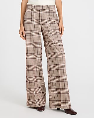 Editor Plaid Mid Rise Wide Leg Pant