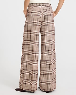 Editor Plaid Mid Rise Wide Leg Pant