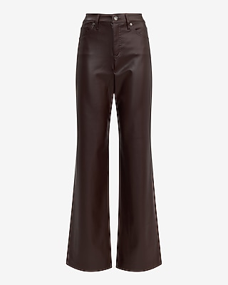 High Waisted Faux Leather Wide Leg Pant