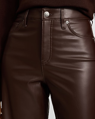 High Waisted Faux Leather Wide Leg Pant