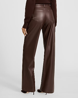 High Waisted Faux Leather Wide Leg Pant
