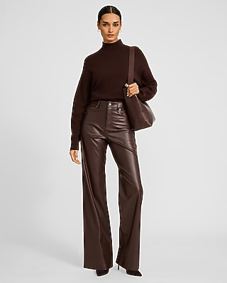 High Waisted Faux Leather Wide Leg Pant