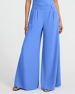 Women's Blue High Waisted Dress Pants - Express