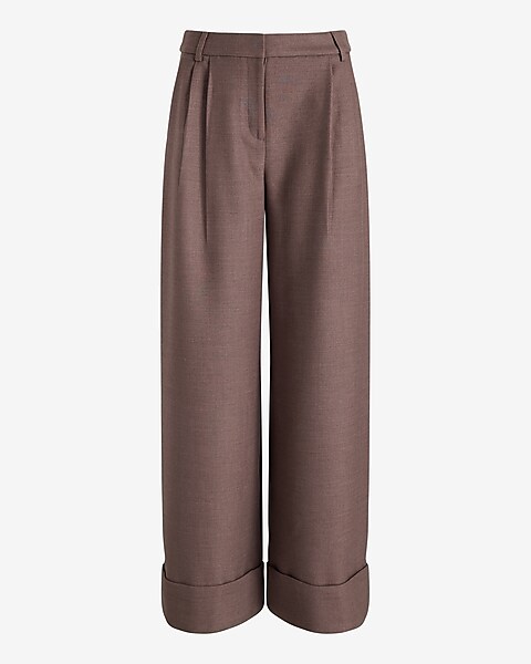 Stylist High Waisted Flannel Cuffed Wide Leg Pant | Express Stylist High Waisted Flannel Cuffed Wide Leg Pant | Express