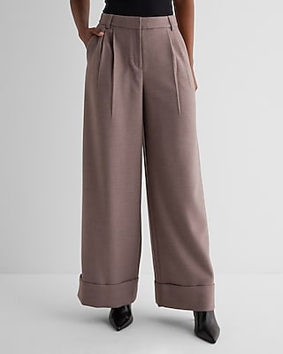 Pleated Flannel Straight Pants