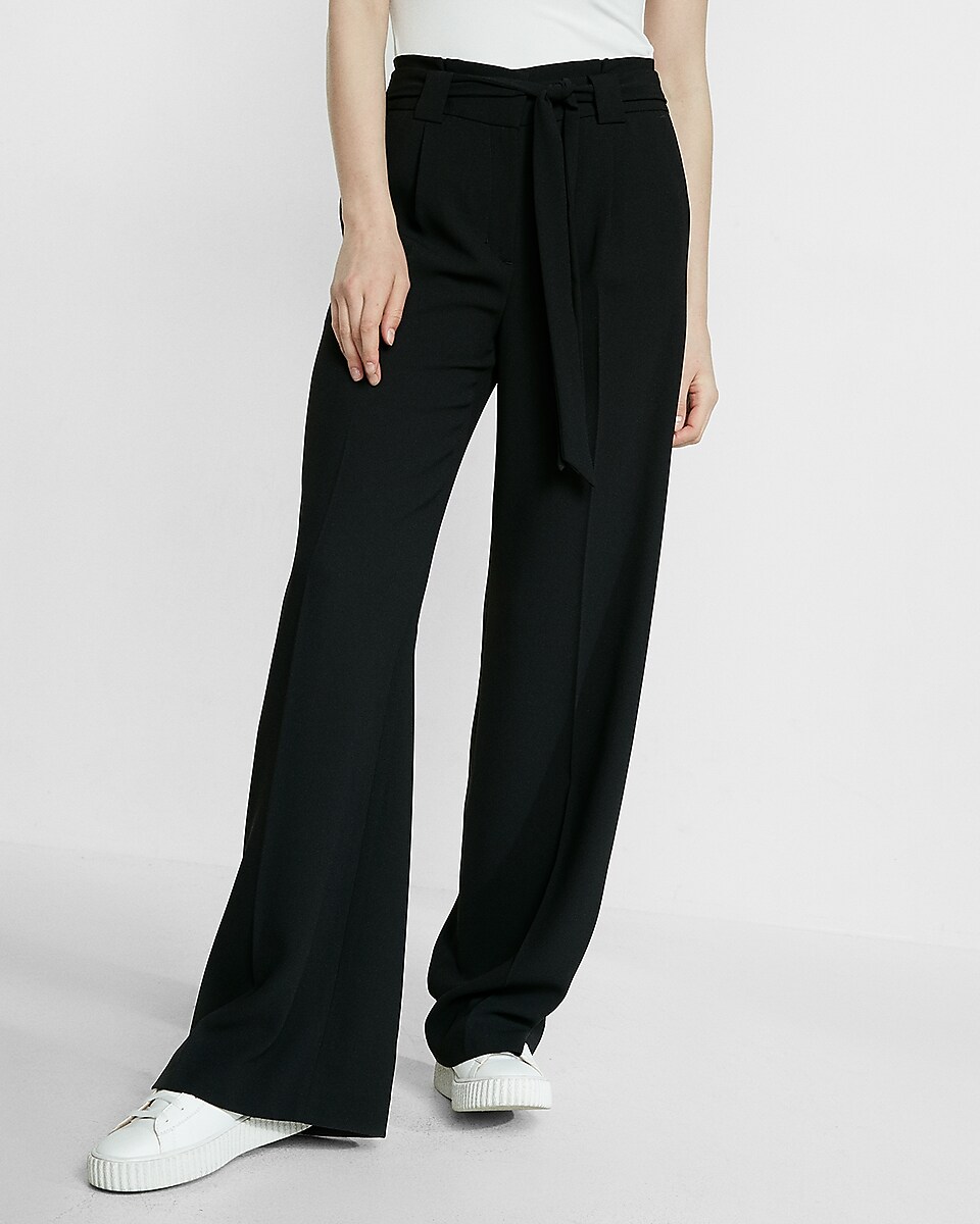 High Waisted Sash Tie Wide Leg Pant | Express