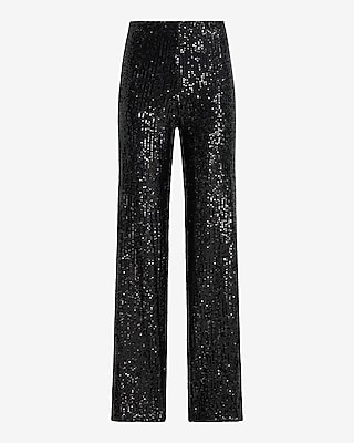 Sequin High Waisted Pull On Trouser Pant