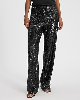 Sequin High Waisted Pull On Trouser Pant