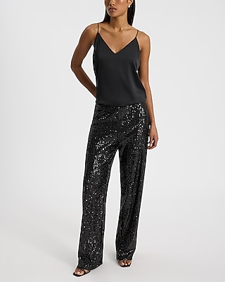 Sequin High Waisted Pull On Trouser Pant