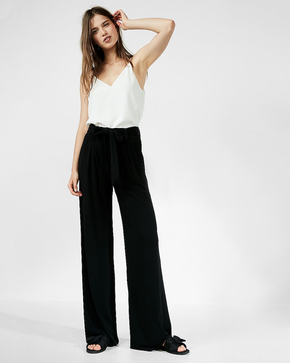 Mid Rise Belted Wide Leg Pant | Express