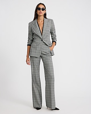 Editor Plaid High Waisted Flare Trouser