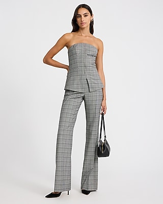 Editor Plaid High Waisted Flare Trouser