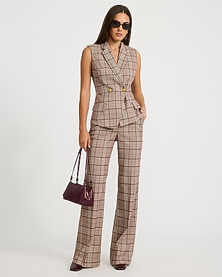 Editor Plaid High Waisted Flare Trouser