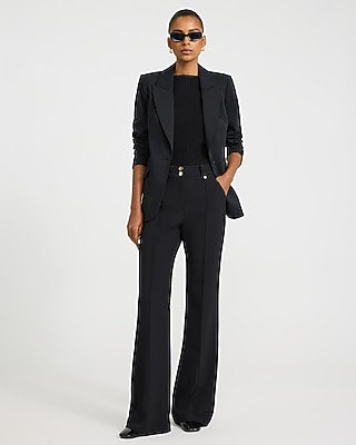 Editor High Waisted Pintuck Flare Trouser Studio Stretch Twill