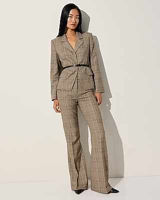 Editor High Waisted Plaid Flare Trouser
