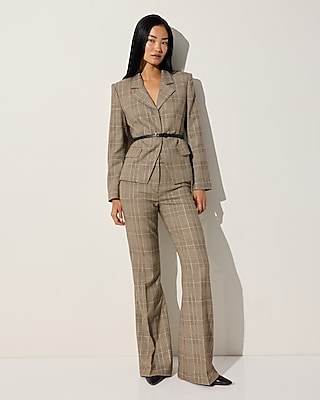 Editor High Waisted Plaid Flare Trouser