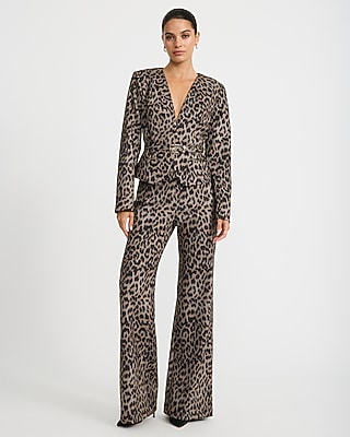 Leopard Pull-On High Waisted Flare Trouser Signature Ponte