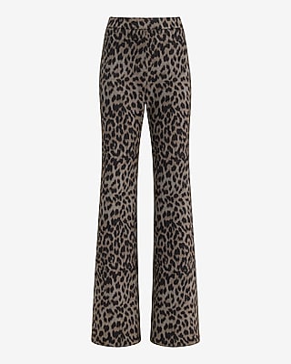 Leopard Pull-On High Waisted Flare Trouser Signature Ponte