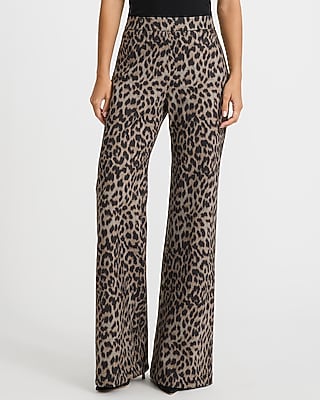 Leopard Pull-On High Waisted Flare Trouser Signature Ponte