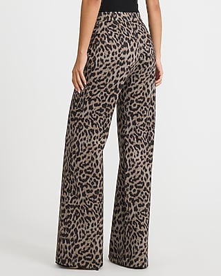 Leopard Pull-On High Waisted Flare Trouser Signature Ponte