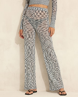 Super High Waisted Space Dye Wide Leg Cover-Up Pants
