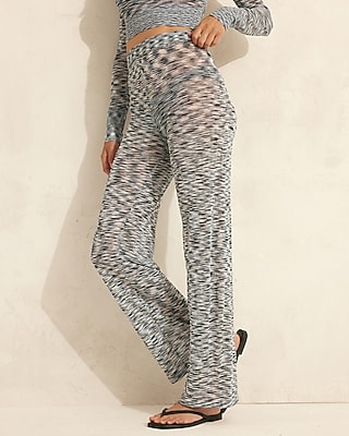 Super High Waisted Space Dye Wide Leg Cover-Up Pants