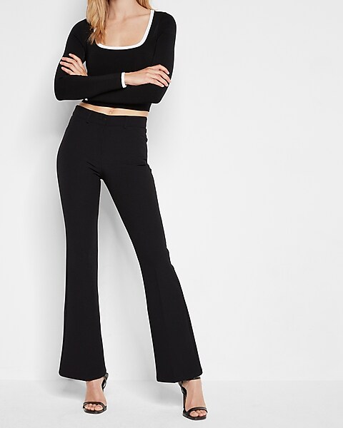 Express, High Waisted Supersoft Twill Pull-On Bootcut Pant in Pitch Black