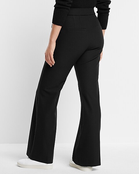 Express, High Waisted Black Curvy Flare Pant in Pitch Black