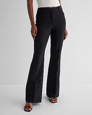 Express Editor Mid Rise Flare Pant Black Women's 6 Long