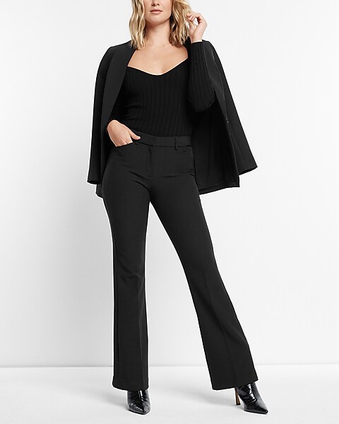 Express Design Studio Womens Black Dress Mid Rise Flare Pockets