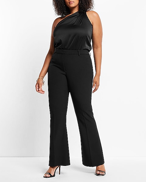 Express, Editor Mid Rise Flare Pant in Pitch Black