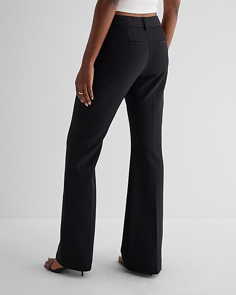 Express Gray Twill Wide Waistband Flare Editor Pant, $79