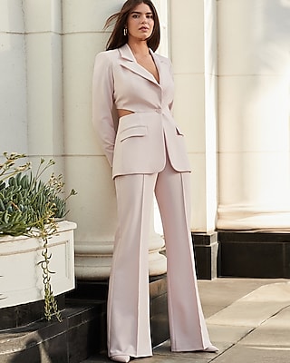 Super High Waisted Pintuck Flare Trouser Pant