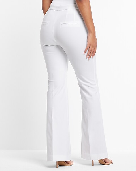 White Flare Pants High Rise